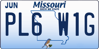 MO license plate PL6W1G