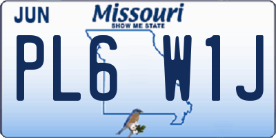 MO license plate PL6W1J