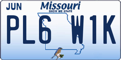 MO license plate PL6W1K