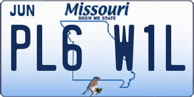 MO license plate PL6W1L