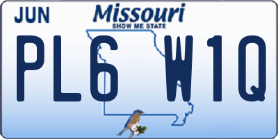 MO license plate PL6W1Q