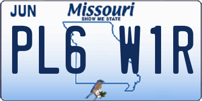 MO license plate PL6W1R