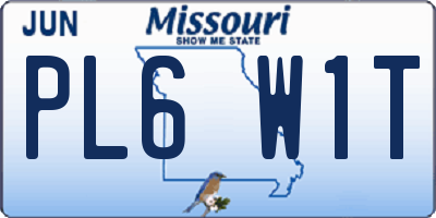 MO license plate PL6W1T