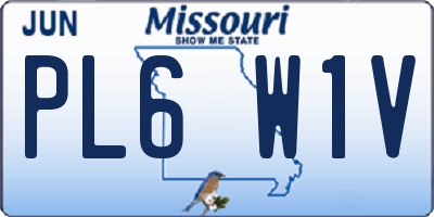 MO license plate PL6W1V