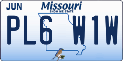 MO license plate PL6W1W