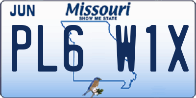 MO license plate PL6W1X