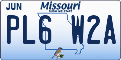MO license plate PL6W2A