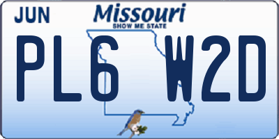 MO license plate PL6W2D