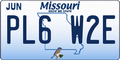 MO license plate PL6W2E