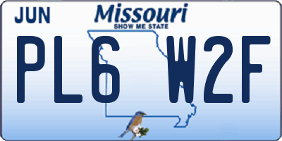 MO license plate PL6W2F