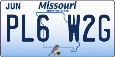 MO license plate PL6W2G