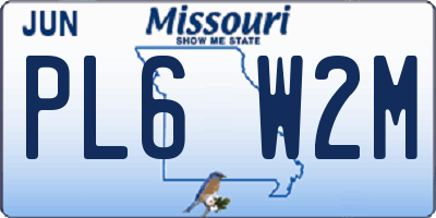 MO license plate PL6W2M