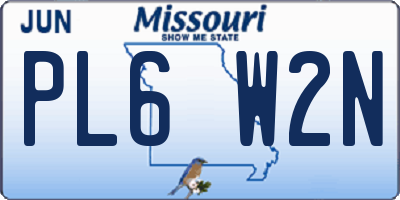 MO license plate PL6W2N