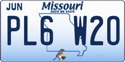MO license plate PL6W2O