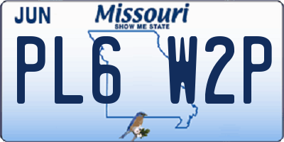 MO license plate PL6W2P