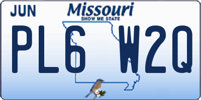 MO license plate PL6W2Q