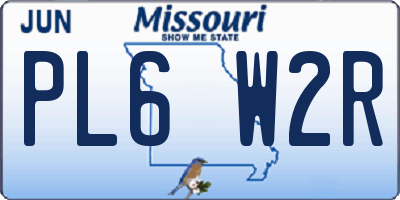 MO license plate PL6W2R
