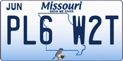 MO license plate PL6W2T