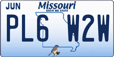 MO license plate PL6W2W