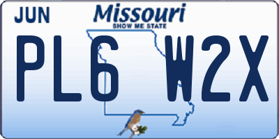 MO license plate PL6W2X