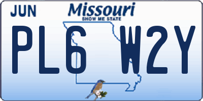 MO license plate PL6W2Y