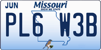 MO license plate PL6W3B