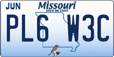 MO license plate PL6W3C