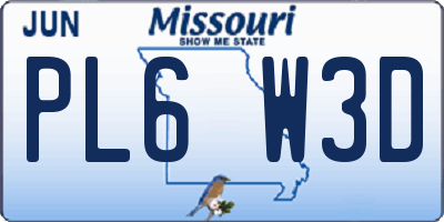 MO license plate PL6W3D