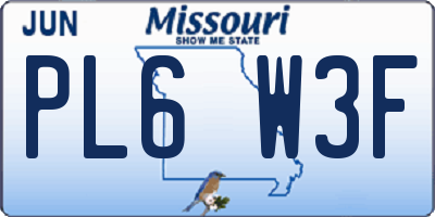 MO license plate PL6W3F