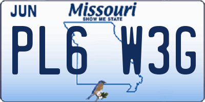 MO license plate PL6W3G