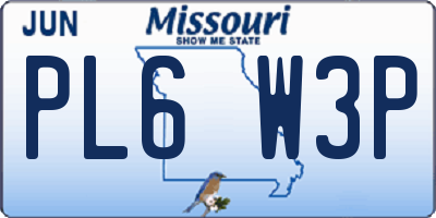 MO license plate PL6W3P