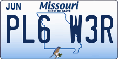 MO license plate PL6W3R
