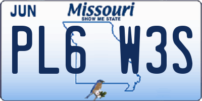 MO license plate PL6W3S