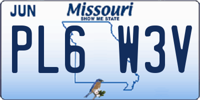 MO license plate PL6W3V