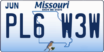 MO license plate PL6W3W