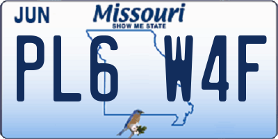 MO license plate PL6W4F