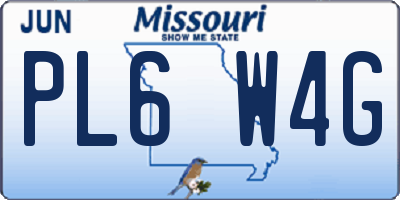 MO license plate PL6W4G