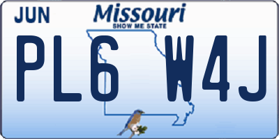 MO license plate PL6W4J