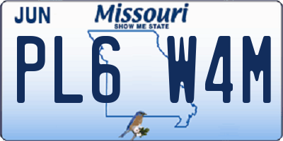 MO license plate PL6W4M