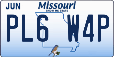 MO license plate PL6W4P