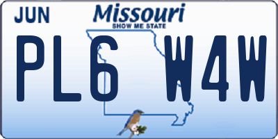 MO license plate PL6W4W