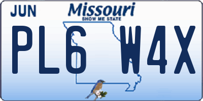 MO license plate PL6W4X