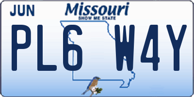 MO license plate PL6W4Y