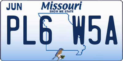 MO license plate PL6W5A