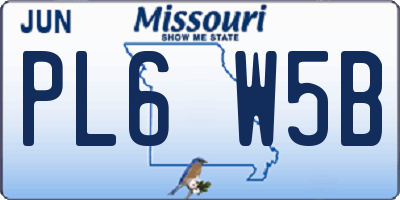 MO license plate PL6W5B