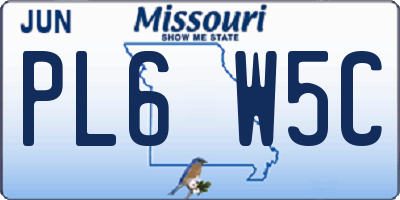 MO license plate PL6W5C