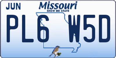 MO license plate PL6W5D