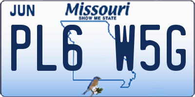 MO license plate PL6W5G