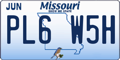 MO license plate PL6W5H