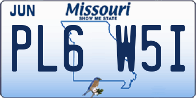 MO license plate PL6W5I